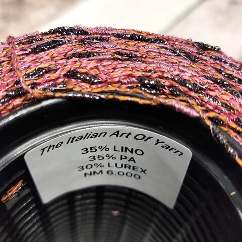 Лен (35%) с люрексом и шишибриками NODINO DI LINO 600 розово-коричневый с черным