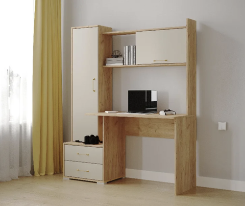 Стол компьютерный Квартет-9 дуб крафт золотой/кашемир