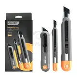 Набор технических ножей "Home Series Gray" Deli HT4003C (ножи 9мм+18мм+Т-образный), эксклюзивный дизайн, корпус из высококачественного софттач пластика