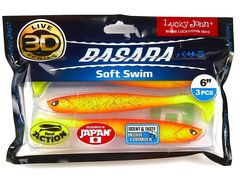 Виброхвост LUCKY JOHN Basara Soft Swim 3D, 6.0in (152 мм), цвет PG03, 3 шт.