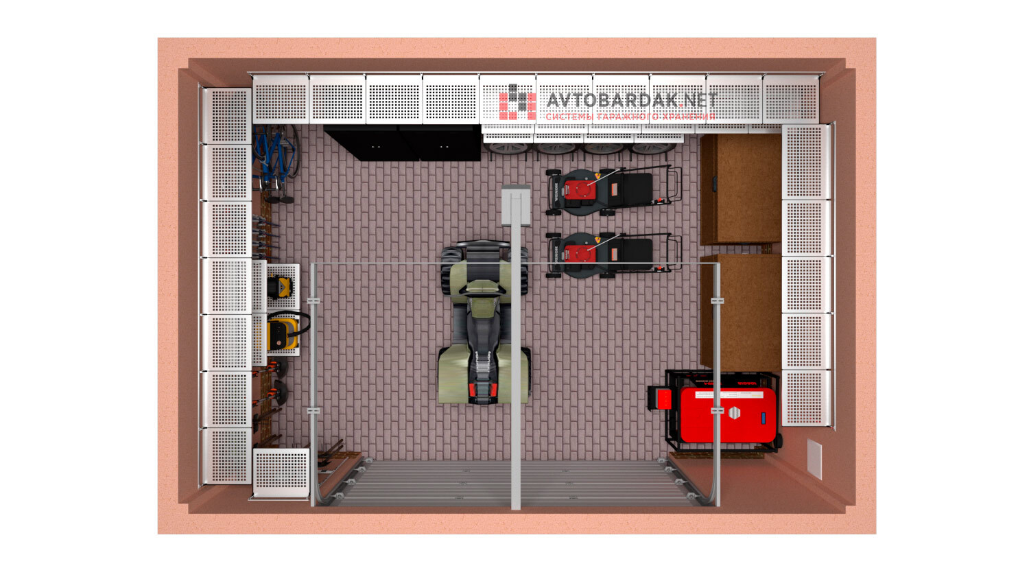 Обустройство гаража для машины и квадроцикла - помещение размером 29,8 кв м