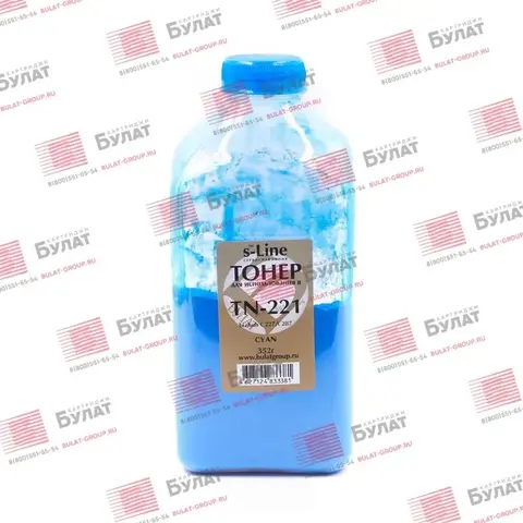 Тонер БУЛАТ s-Line TN-221 для Konica Minolta bizhub C227 (Голубой, банка 352 г)
