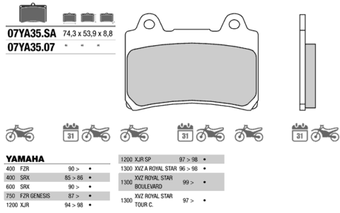 07YA3507 колодки тормозные МОТО(FDB662)