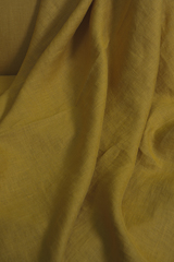 Ткань льняная, с эффектом мятости, цвет: светло-горчичный