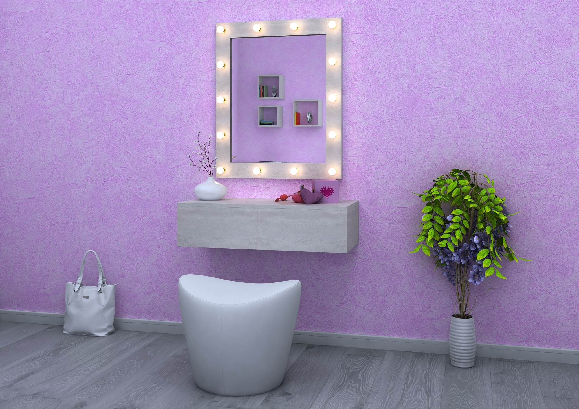 Туалетный столик с зеркалом (консоль в сборе с зеркалом) Капри