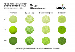 S-gel 42 зеленый электро, краситель концентрат универсальный пищевой 20мл