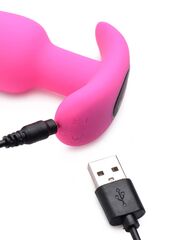 Розовая анальная вибропробка с пультом ДУ 21X Remote Control Vibrating Silicone Butt Plug - 10,4 см. - 