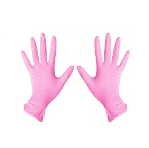 Перчатки розовые нитриловые