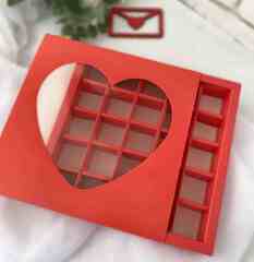 Коробка для 25 конфет "Сердце", красная, 22 х 22 х 3,5 см
