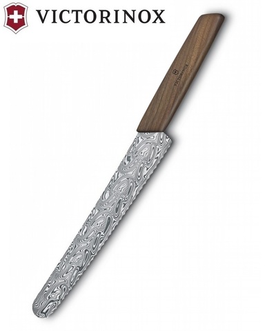 Нож кухонный Victorinox Swiss Modern Bread and Pastry Damast LE 2021, 22 sm, Brown  (6.9070.22WJ21)