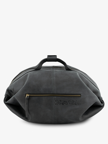 Дорожно-спортивная сумка чёрного цвета (кожа Крейзи)