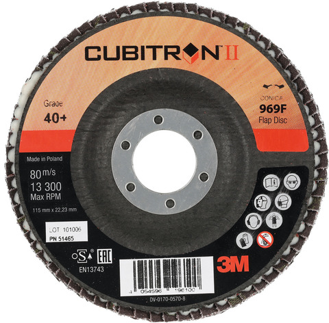 Шлифовальный круг лепестковый 969F Cubitron™ II, тарелка из стеклопластика с наклоном ⌀ 115 мм
