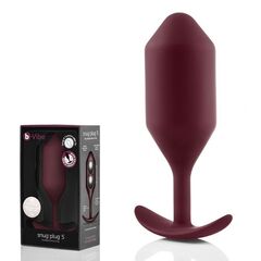 Бордовая пробка для ношения B-vibe Snug Plug 5 - 14 см. - 