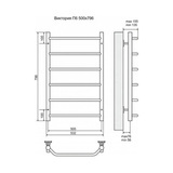 Полотенцесушитель электрический Terminus Виктория П6 500x796, ТЭН HT-1 300W, левый/правый