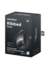 Черное виброяйцо Ribbed Petal с пультом ДУ - 