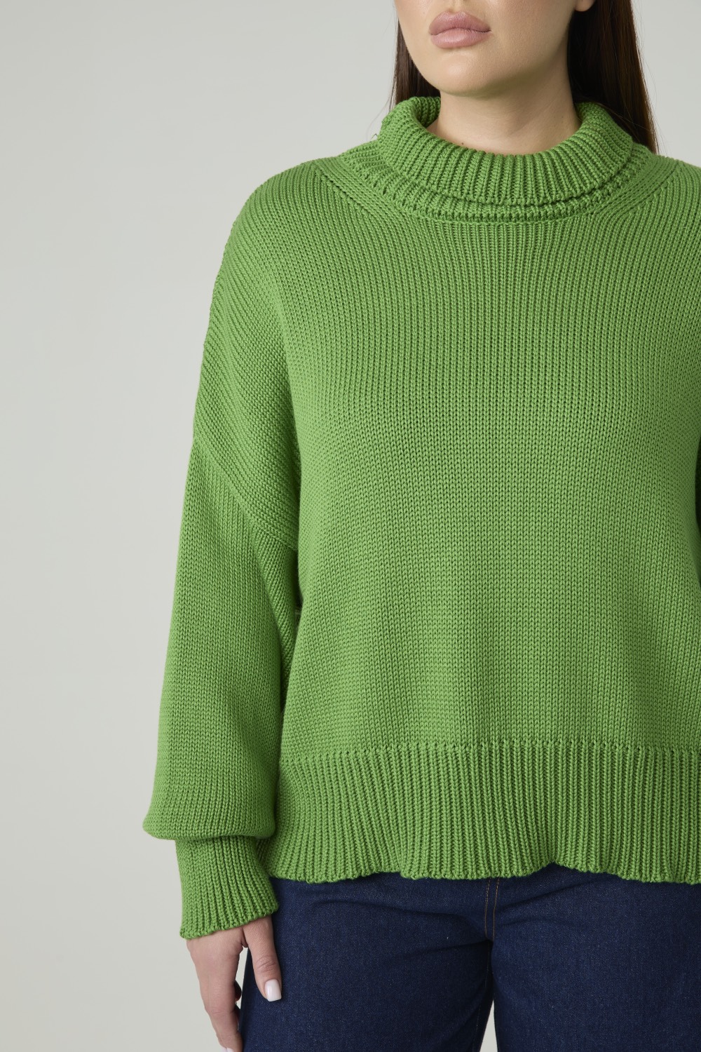 Свитер вязаный, зеленый