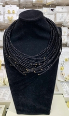 83057 - Колье ЛАПЫ многослойное из чешского гранёного бисера (АНАЛОГ SWAROVSKI) черный