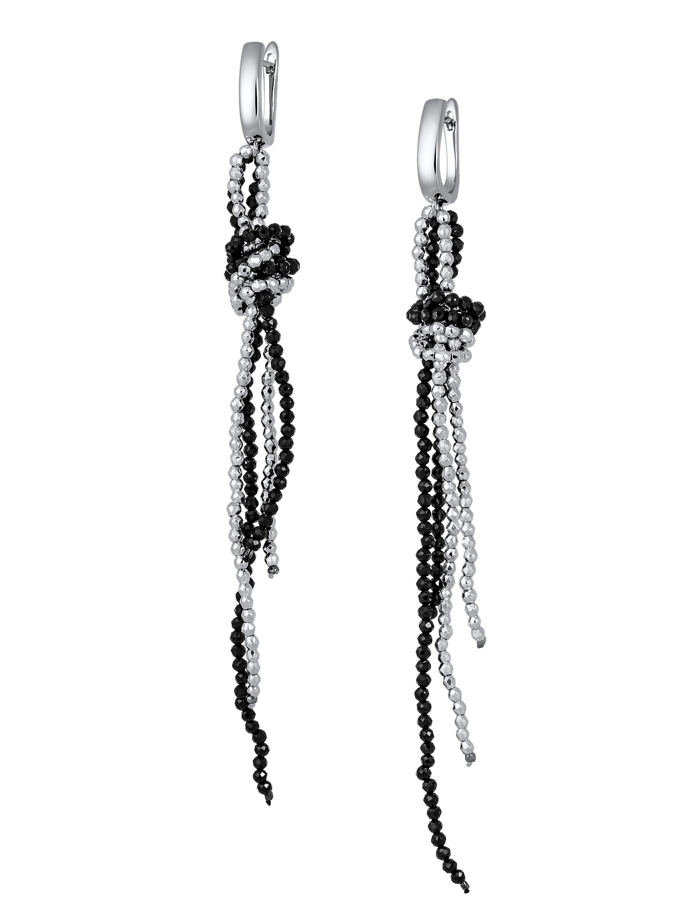 Длинные серьги висячие со шпинелью и гематитом