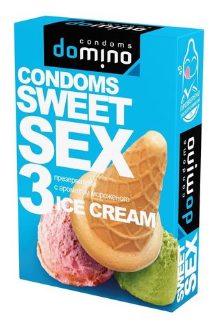 Презервативы для орального секса DOMINO Sweet Sex с ароматом мороженого - 3 шт. - Domino Sweet Sex №3 DOMINO Sweet Sex Ice Cream №3