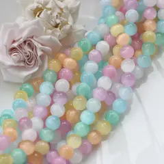 Селенит бусины, шарик, микс, 10 мм, 1 нить, К022