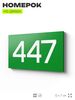 Номер на дверь 447, табличка на дверь для офиса, квартиры, кабинета, аудитории, склада, зеленая 120х70 мм, Айдентика Технолоджи