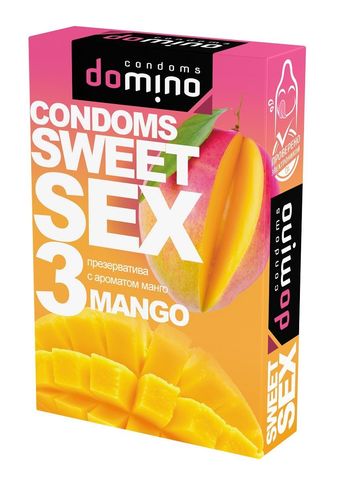 Презервативы для орального секса DOMINO Sweet Sex с ароматом манго - 3 шт. - Domino Sweet Sex №3 DOMINO Sweet Sex Mango №3