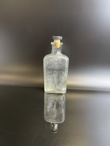 Флакон, бутылочка старинная из под Святой воды, 13 см, старое стекло, 19 век