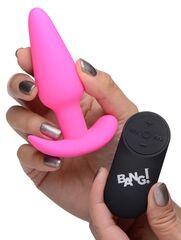 Розовая анальная вибропробка с пультом ДУ 21X Remote Control Vibrating Silicone Butt Plug - 10,4 см. - 
