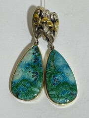 Хризоколла  (серьги из серебра)