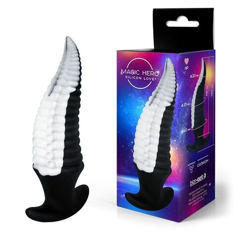 Черно-белый фантазийный анальный стимулятор-щупальце - 13 см. - Bior toys MAGIC HERO MH-13055