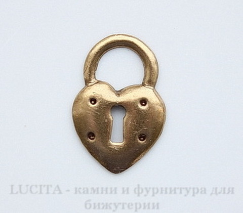 Винтажный декоративный элемент - подвеска "Замочек" 17х11 мм (оксид латуни)