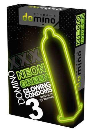 Презервативы DOMINO Neon Green со светящимся в темноте кончиком - 3 шт. - Domino DOMINO Neon Green №3