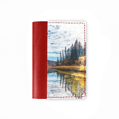 Обложка на паспорт комбинированная "Якутский край", красная