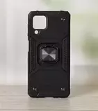 Противоударный чехол Strong Armour Case с кольцом для Samsung Galaxy A22 4G (Черный)