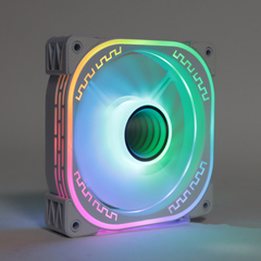 Вентилятор TESLA RGB120-XW, 120мм, 1200rpm, Molex, белый/RGB, 38CFM, 21дБ, антивибропрокладки, бесконечное зеркало, изменение скорости анимации подсветки (TSL-120-XW)