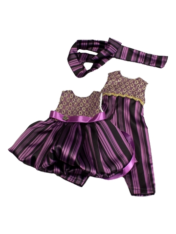 Нарядный комбинезон и платье - Фиолетовый. Одежда для кукол, пупсов и мягких игрушек.