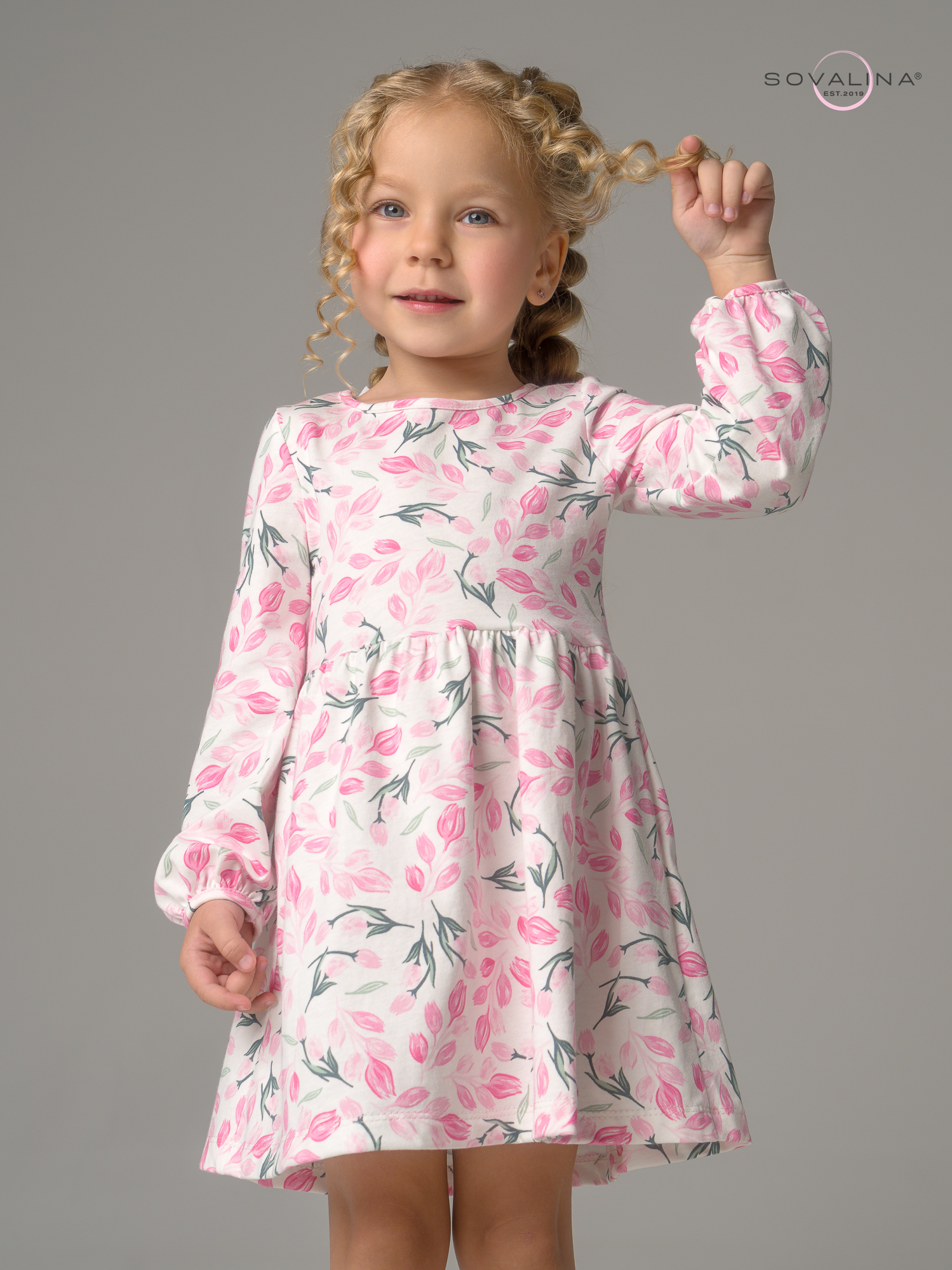 Платье Моана розовые тюльпанчики