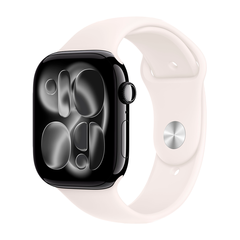 Умные часы Apple Watch Series 11 GPS, 46mm, Jet Black Aluminium Case with Light Blush Sport Band, S/M