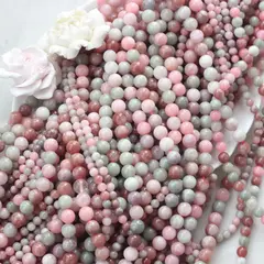 Тонированный кварц, микс, шарик, 8 мм, нить, К033