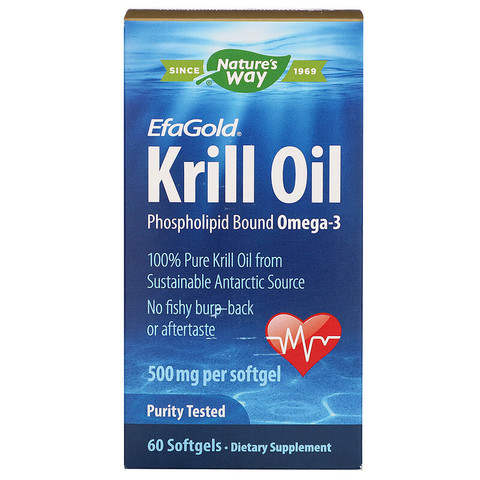 Nature's Way, EfaGold, масло криля, 500 мг, 60 мягких капсул