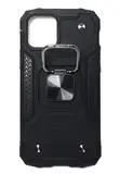 Противоударный чехол для iPhone 13 6.1 дюймов 2021 года противоударный черный с автодержателем и кольцом подставкой / чехол накладка для телефона айфона 13 6.1 дюймов/ чехол с держателем на палец