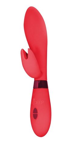 Красный вибратор Leyla с клиторальным отростком - 20,5 см. - Indeep 7701-01indeep