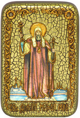 Инкрустированная икона Святитель Филипп, митрополит Московский 15х10см на натуральном дереве, в подарочной коробке