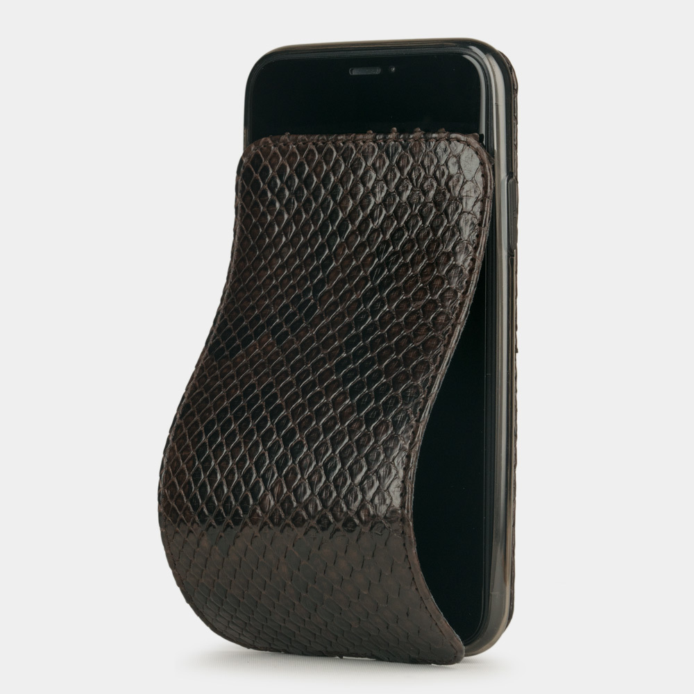 Чехол для iPhone 11 из натуральной кожи питона, темно-коричневого цвета