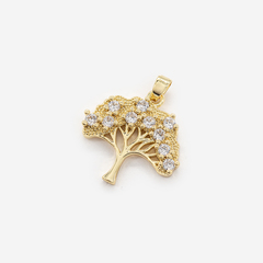 Подвеска с бейлом "Древо жизни", 22мм, фианиты, позолота