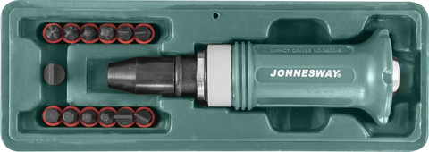 Jonnesway AG010138 Ударная отвертка SL 5,6,8,10,12мм PH# 1,2,3,4 Hex 4,5,6,8,  14 предметов 48302