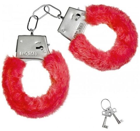 Красные плюшевые наручники с ключиками - Сима-Ленд 329103