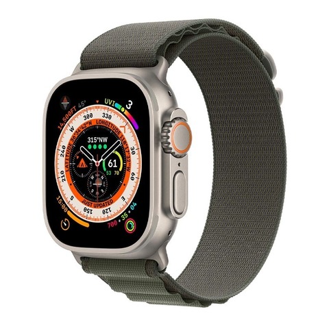Apple Watch Ultra, GPS + Cellular, 49 мм, корпус из титана, ремешок Alpine Loop зеленого цвета, M