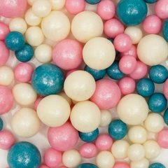 Шарики кранч Розовый, голубой, серебристый  100 гр.