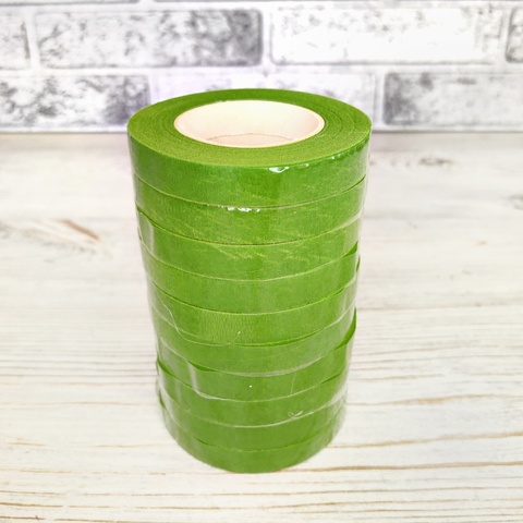 Тейп лента флористическая Светло - зеленая 12мм*27м (10шт)